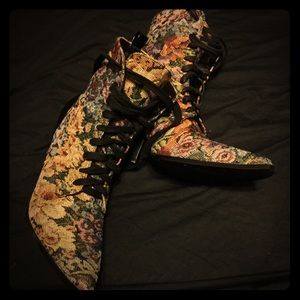 Victorian Style Floral Boots